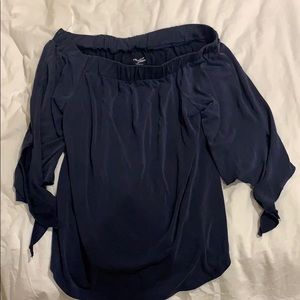 Blue off the shoulder shirt
